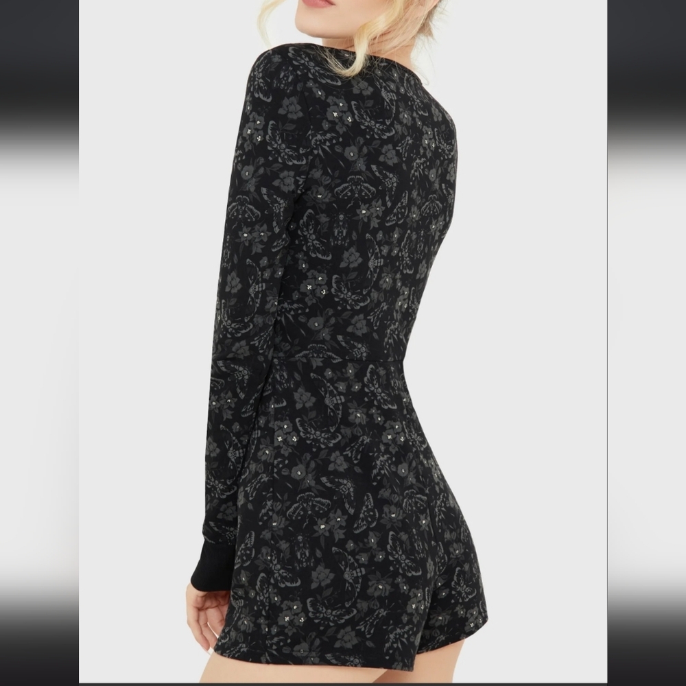 Killstar Black Patterned Women's Pajama Romper - Picture 3 of 6